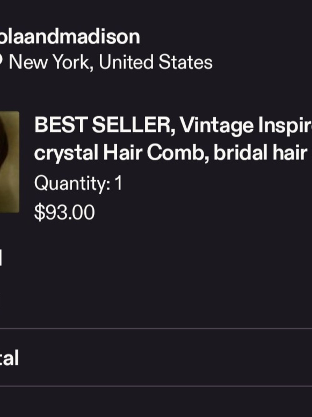 Silver Crystal Bridal Hair Comb - Couture - Picture 5 of 5